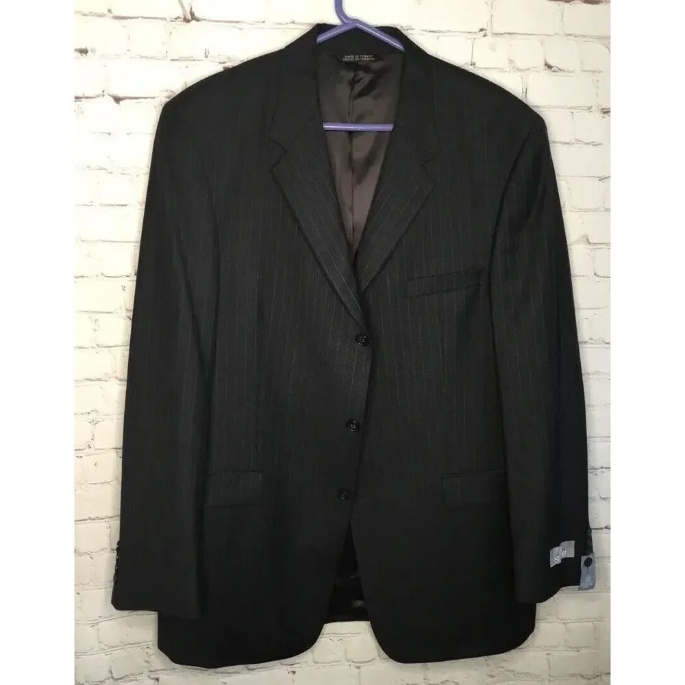 STAFFORD Executive - MEN'S BLACK WOOL BLEND‎ BLAZER JACKET SPORT COAT - SIZE 44L